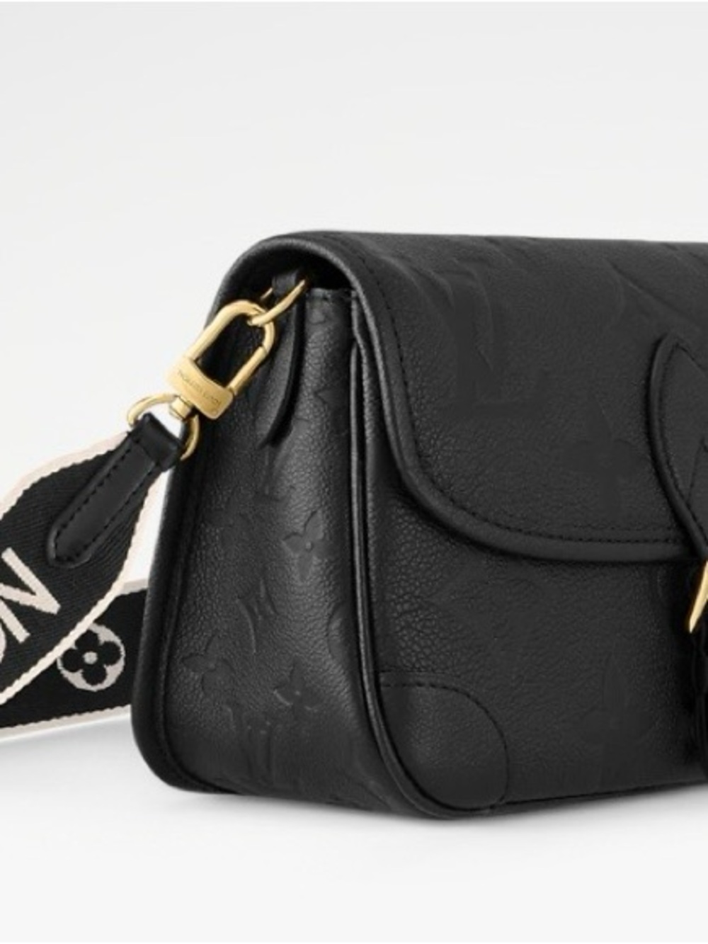 $2950 Louis Vuitton “Diane” Black Embossed Monogram Shoulder Bag w/Gold Hardware - Picture 2 of 11